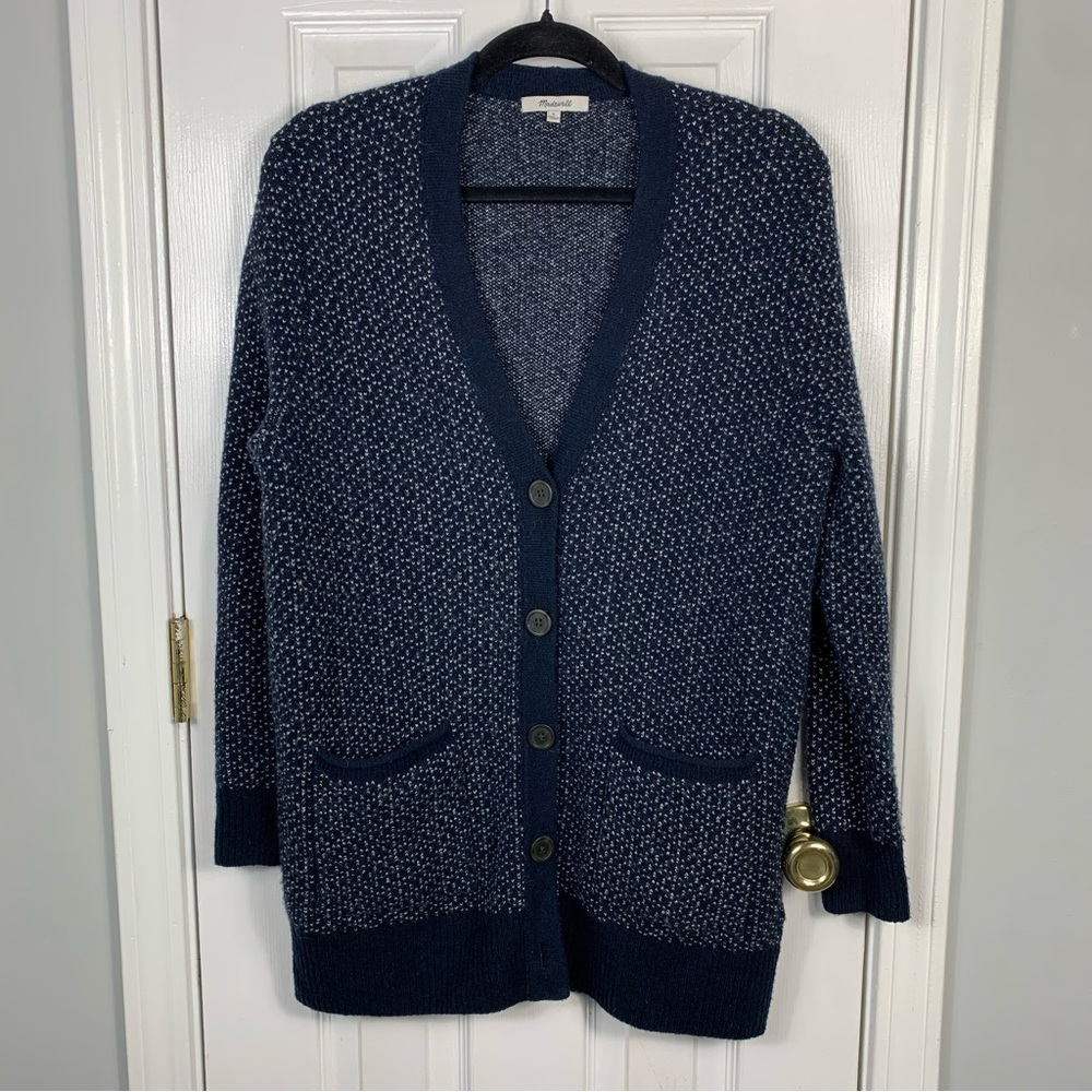 Madewell Bird's Eye Maysfield Cardigan Sweater Size Small